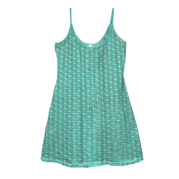 Bongo Women Aqua Crochet Dress SwimSuit Cover Up XL Summer Boho Beach Resort Y2K - Picture 1 of 6